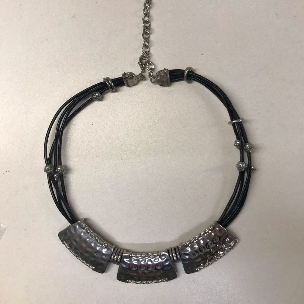 Chico’s Hammered Silver and Black Necklace